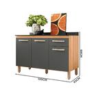 Balcão 3 Portas 1 Gaveta 1,20 M Freijó Chumbo Flow Shop Jm