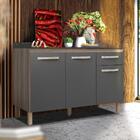 Balcão 3 Portas 1 Gaveta 120 Cm Carvalho Nature Chumbo Flow S