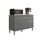 Balcão 3 Portas 1 Gaveta 120cm Com Tampo Line Gris