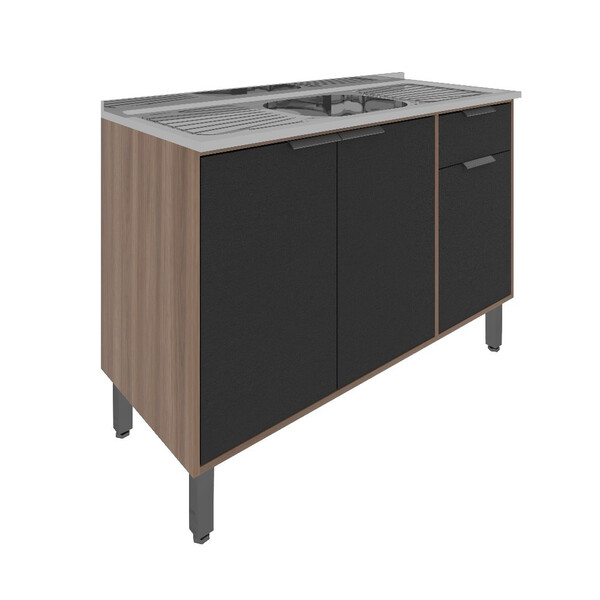 Balcão 3 Portas 1 Gaveta 120cm Sem Tampo Raissa Móveis Sul