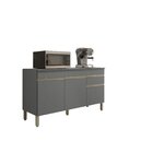 Balcão 3 Portas 1 Gaveta 150cm Com Tampo Line Gris