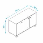 Balcão 3 Portas 1 Prateleira Mdp Brv Móveis Branco