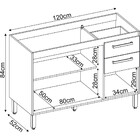 Balcão 3 Portas 2 Gavetas 120cm Miss Demóbile