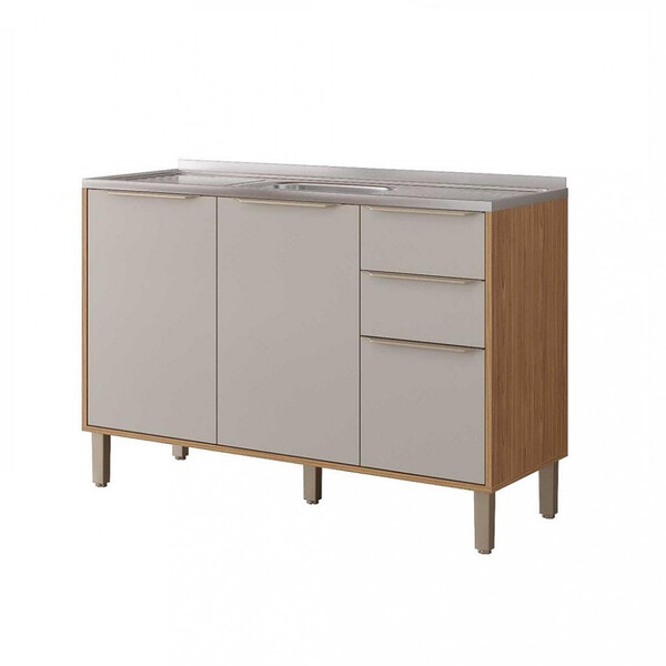 Balcão 3 Portas 2 Gavetas 120cm Sem Tampo Diva Mgm Móveis