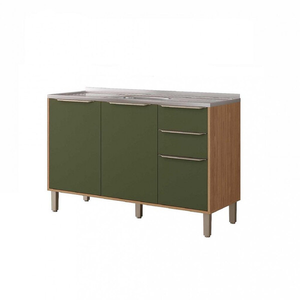 Balcão 3 Portas 2 Gavetas 120cm Sem Tampo Diva Mgm Móveis