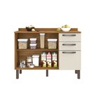 Balcão 3 Portas 2 Gavetas Bella Sallêto Móveis Cinamomo/off W