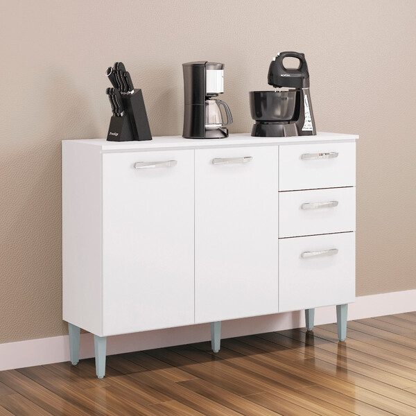 Balcão 3 Portas 2 Gavetas Com Tampo Lavínia Poquema