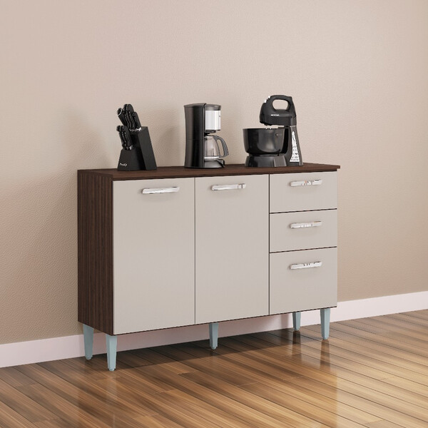 Balcão 3 Portas 2 Gavetas Com Tampo Lavínia Poquema