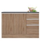 Balcão 3 Portas 2 Gavetas Com Tampo Paris  Carvalho