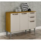 Balcão 3 Portas 2 Gavetas Melissa Cinamomo/off White