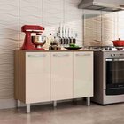 Balcão 3 Portas Com Tampo Mel Poliman Móveis Carvalho/off Whi