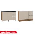 Balcão 3 Portas E 2 Gavetas Com Tampo Paris Carvalho / Off Wh