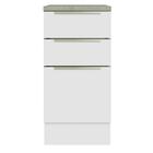 Balcão 40 Cm 3 Gavetas Branco/branco Veludo Lux Madesa