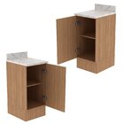 Balcão 40cm Com 1 Porta 1 Prateleira Tampo E Rodapé Cz Amêndo