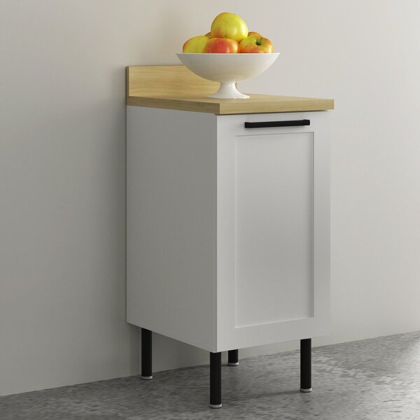 Balcão 40cm Em Mdf Com 1 Porta Tampo E 1 Prateleira Cz Branco