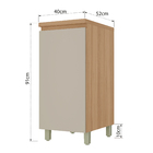 Balcão 1 Porta 40x91x52cm Madeira Nature e Greige Rainha Nesher