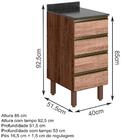 Balcao 4 Gavetas Corrediças Telescópicas Em Mdf Kali Premium