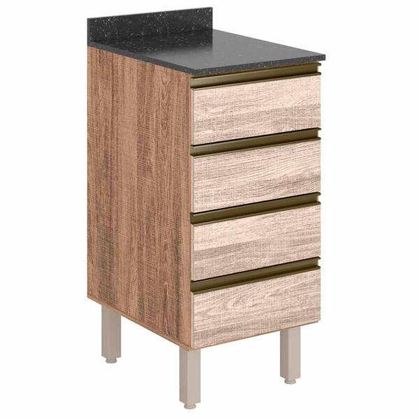 Balcao 4 Gavetas Corrediças Telescópicas Em Mdf Kali Premium