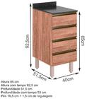 Balcao 4 Gavetas Corrediças Telescópicas Em Mdf Kali Premium