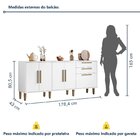 Balcão 5 Portas 2 Gavetas Lorena Branco