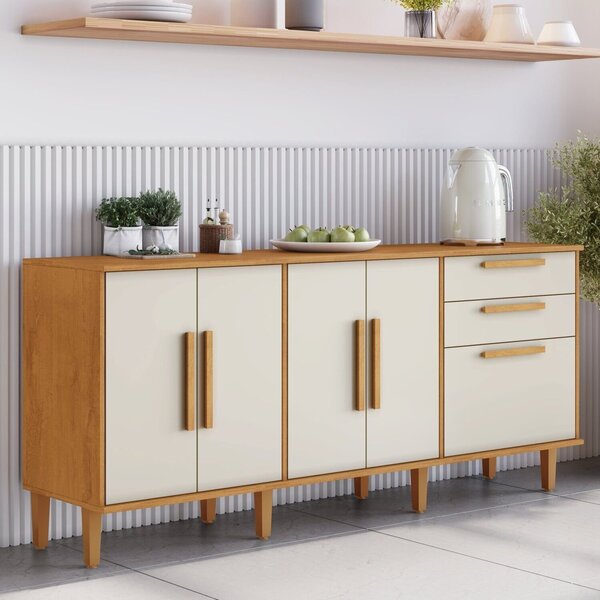 Balcão 5 Portas 2 Gavetas Lorena Nature/off White