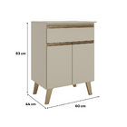 Balcão 600 Atlanta Carraro Amêndoa 2 Portas 1 Gaveta