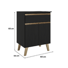 Balcão 600 Atlanta Carraro Preto Touch 2 Portas 1 Gaveta