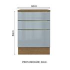 Balcão 60 Cm 3 Gavetas Rustic/cinza Lux Madesa