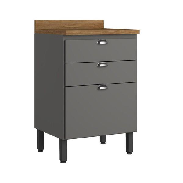 Balcão 60 Cm Vivenda 3 Gavetas Thb Grafite