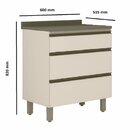 Balcão 60cm 3 Gavetas Com Tampo 100% Mdf Aurora Espresso Móve