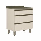 Balcão 60cm 3 Gavetas Com Tampo 100% Mdf Aurora Espresso Móve