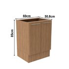 Balcão 60cm Com 2 Portas 1 Prateleira E Rodapé Cz Amendoa