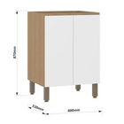 Balcão 2 Portas 60x87x53cm Madeira Freijó Slim Luciane