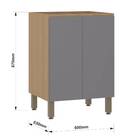 Balcão 2 Portas 60x87x53cm Madeira Freijó Slim Luciane