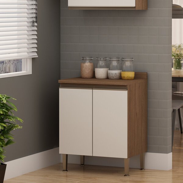 Balcão 70cm 2 Portas Conecta  Ébano/off White