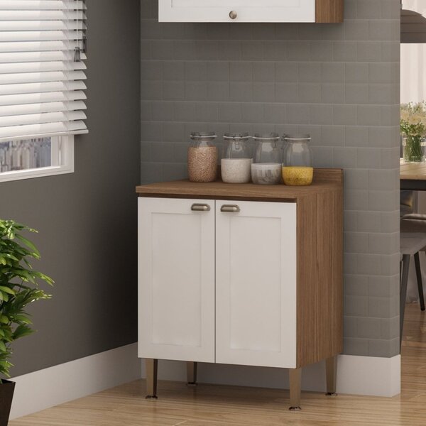 Balcão 70cm 2 Portas Conecta Genialflex Ébano/branco