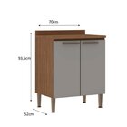 Balcao 70cm Com Tampo Para Cooktop 4 Bocas Ébano/fendi