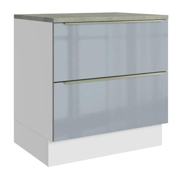 Balcão 80 Cm 2 Gavetas Branco/cinza Lux Madesa