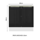 Balcão 80 Cm 2 Portas Branco/preto Lux Madesa