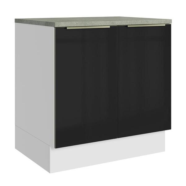 Balcão 80 Cm 2 Portas Branco/preto Lux Madesa