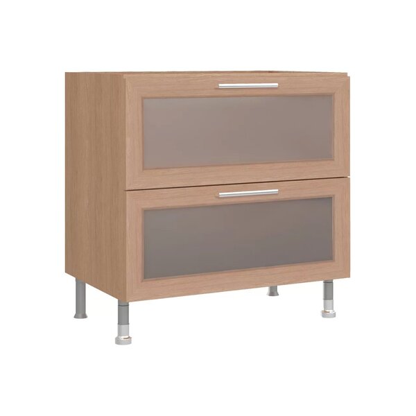 Balcão 80cm 2 Gavetões Com Vidro Sem Tampo Aspen