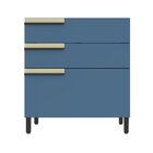 Balcão 80cm 3 Gavetas Cozinha Flórida Azul Órion