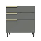 Balcão 80cm 3 Gavetas Cozinha Flórida Grafite