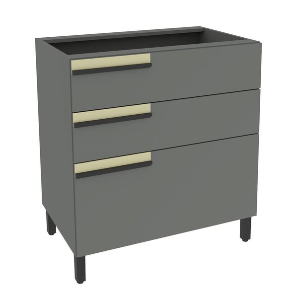 Balcão 80cm 3 Gavetas Cozinha Flórida Grafite