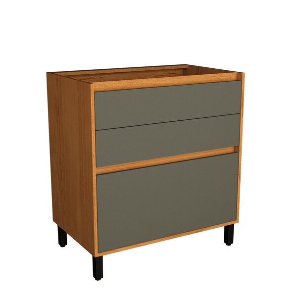 Balcão 80cm 3 Gavetas Cozinha Milão Grafite / Freijó Rocks