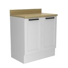 Balcão 80cm Em Mdf Com Tampo Rodapé 2 Portas E 1 Prateleira C