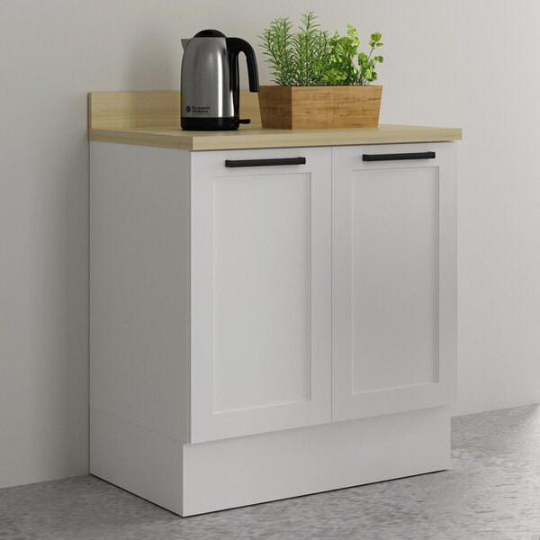 Balcão 80cm Em Mdf Com Tampo Rodapé 2 Portas E 1 Prateleira C