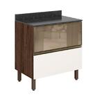 Balcão 80cm Kali Premium Com Gaveta De Vidro E Tampo Mdf 15mm