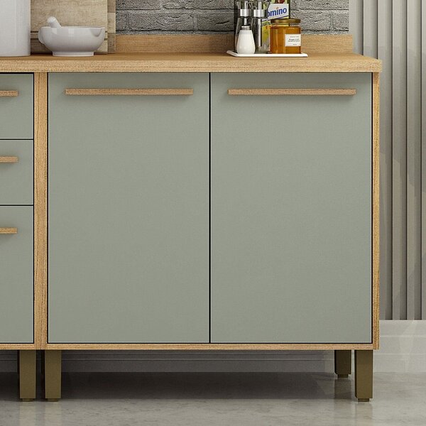 Balcão 80cm X 95cm 2 Portas Salvador Marrom/verde