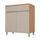Balcão 2 Portas 1 Gaveta 80x91x45cm Madeira Carvalho e Greige Realeza Nesher